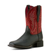 10064075 Ariat Women's Round Up Filly Wide Square Toe Western Boot - Black Deertan