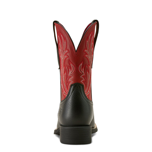 10064075 Ariat Women's Round Up Filly Wide Square Toe Western Boot - Black Deertan