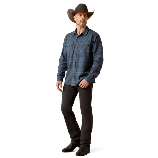 10065760 Ariat Men's Higgins Retro Fit Long Sleeve Snap Shirt - Navy