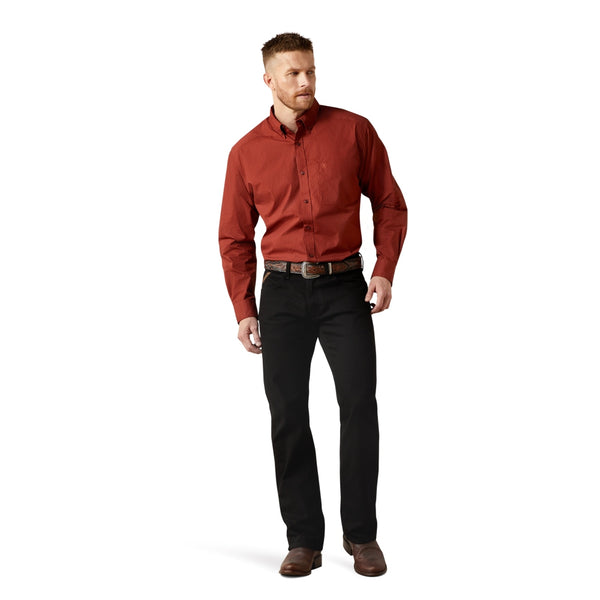 10065792 Ariat Men's Wren Long Sleeve Classic Fit Button Down Shirt - Dark Red