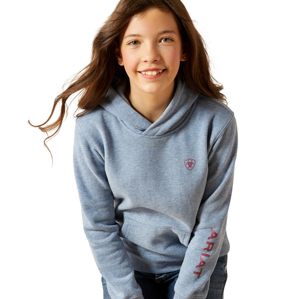 10065824 Ariat Girls' 2.0 Logo Hoodie - Vintage Indigo Heather