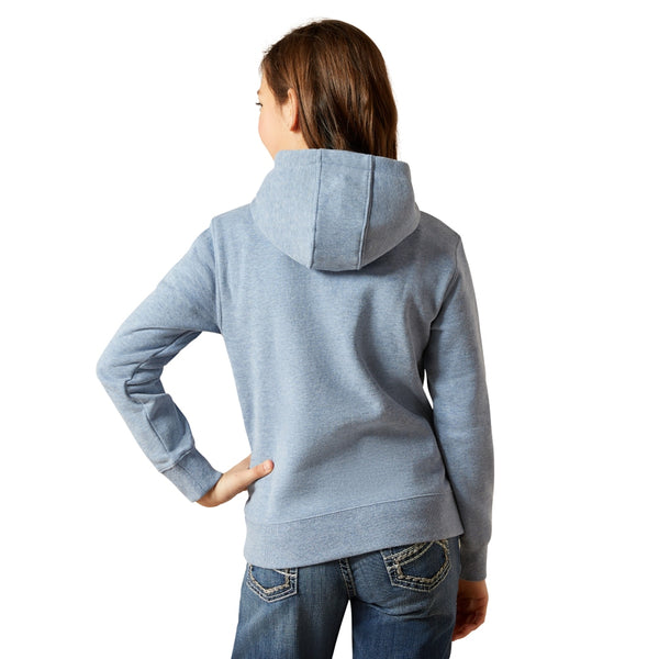 10065824 Ariat Girls' 2.0 Logo Hoodie - Vintage Indigo Heather