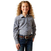 10065834 Ariat Girls' Team Kirby Long Sleeve Button Up Shirt - Dress Blue Stripe