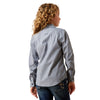 10065834 Ariat Girls' Team Kirby Long Sleeve Button Up Shirt - Dress Blue Stripe