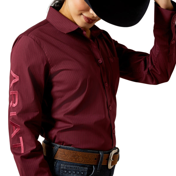 10065841 Ariat Women's Team Kirby Stretch Long Sleeve Button Up Shirt - Port Royal Stripe