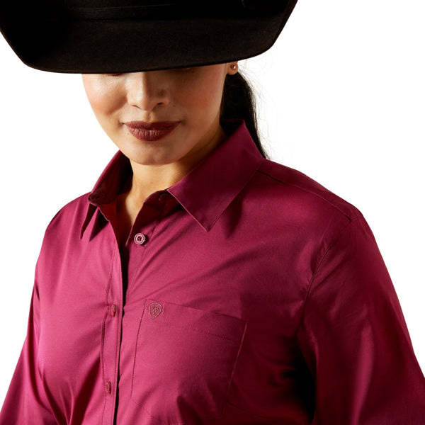 10065844 Ariat Women's Kirby Stretch Long Sleeve Button Shirt - Beaujolais