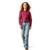 10065862 Ariat Girls' Shine Bright Long Sleeve Western Snap Shirt - Beaujolais