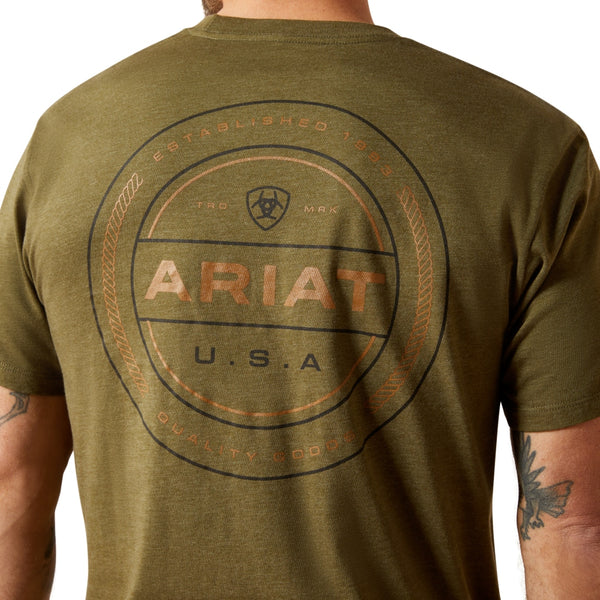 10065888 Ariat Men's Ropers Seal Short Sleeve T-Shirt - Military Heather