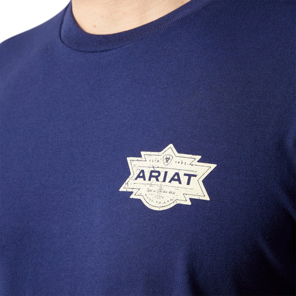 10065904 Ariat Men's Mesa Motif Lockup Short Sleeve T-Shirt - Medieval Blue