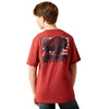 10065979 Ariat Boys' Buffalo Flag Short Sleeve T-Shirt - Brick Red
