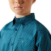 10065986 Ariat Boys' Tyce Classic Fit Long Sleeve Button Down Western Shirt - Dark Teal