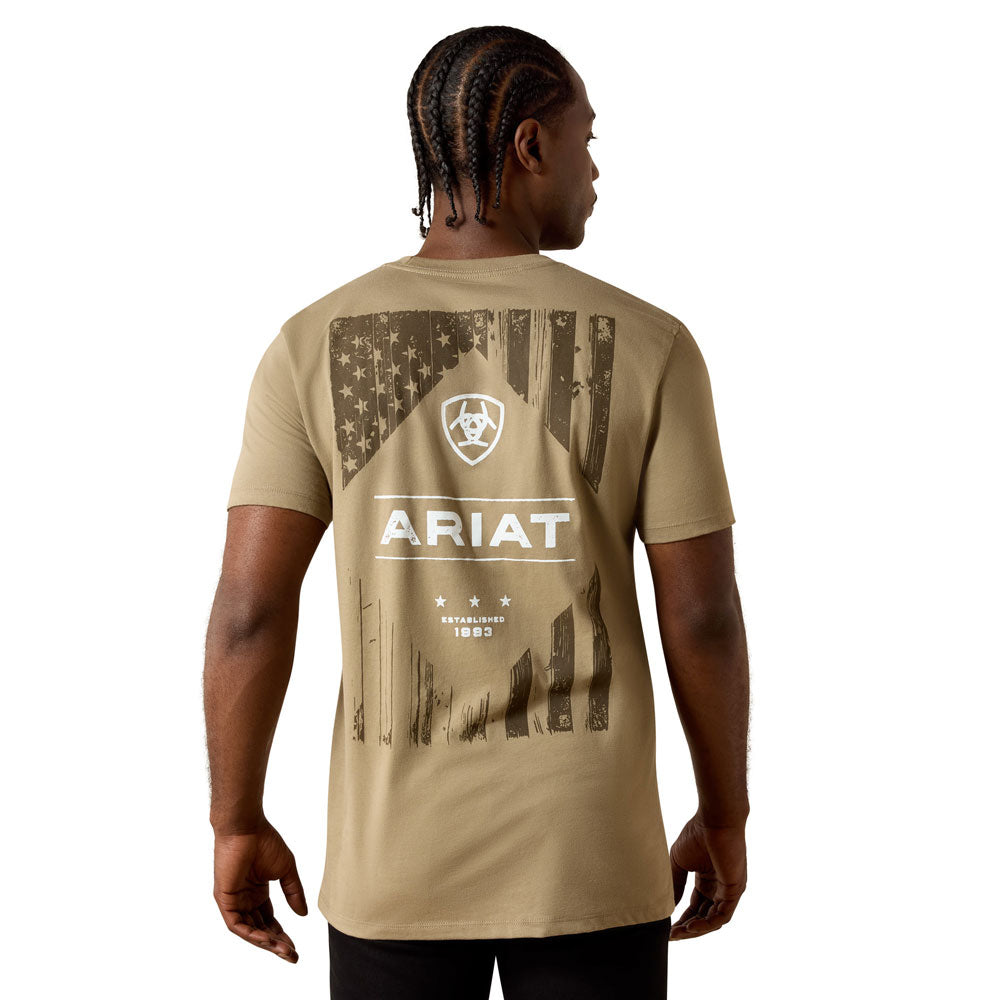 10070421 Ariat Men's Wooden Diamond Flag Classic Fit Short Sleeve T-Shirt - Fallen Rock