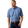 10071017 Ariat Men's Wrinkle Free Case Classic Fit Short Sleeve Buttondown Shirt - Ensign Blue Geo Print