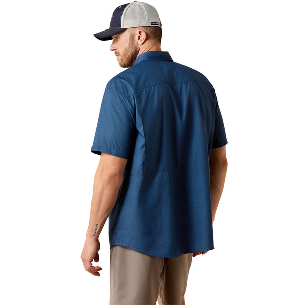 10071050 Ariat Men's Printed VentTEK Outbound Classic Fit Button Up Shirt - Dark Denim Navy