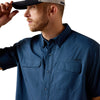 10071050 Ariat Men's Printed VentTEK Outbound Classic Fit Button Up Shirt - Dark Denim Navy
