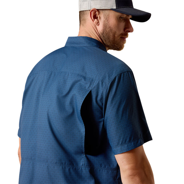 10071050 Ariat Men's Printed VentTEK Outbound Classic Fit Button Up Shirt - Dark Denim Navy