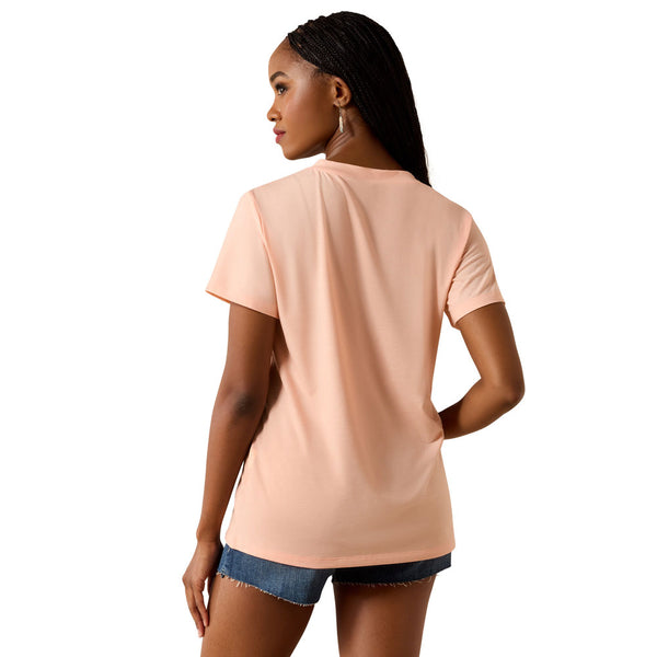 10071124 Ariat Women's Compass V-Neck Short Sleeve T-Shirt - Peach Amber