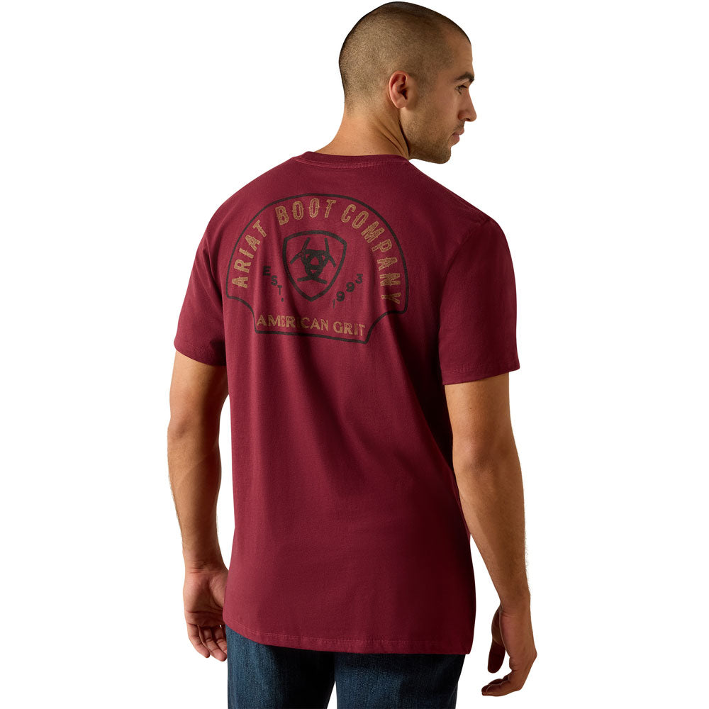 10071158 Ariat Men Shell Game Classic Fit Short Sleeve T-Shirt - Maroon Banner