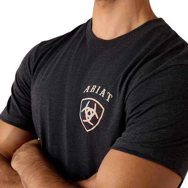10071195 Ariat Men's American Bison Classic Fit Short Sleeve T-Shirt - Charcoal Heather