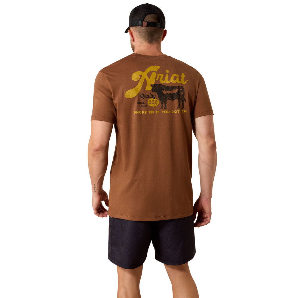 10071197 Ariat Men's BBQ Smoke Classic Fit Short Sleeve T-Shirt - Soft Silt