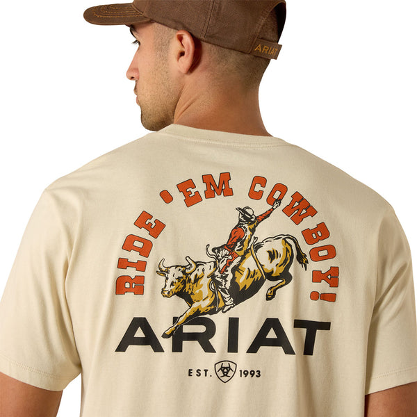 10071199 Ariat Men's Ride Em Cowboy Classic Fit Short Sleeve T-Shirt - Natural
