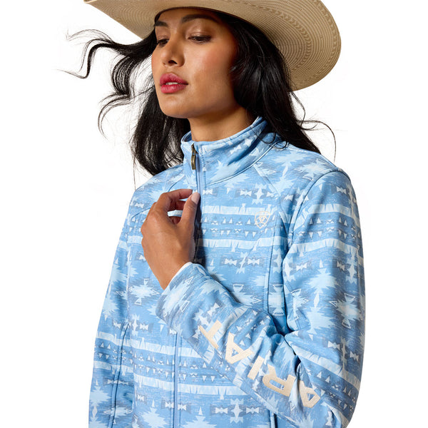 10071204 Ariat Women's Logo Softshell Conceal Carry Jacket - Ashleigh Blue Southwest Geo