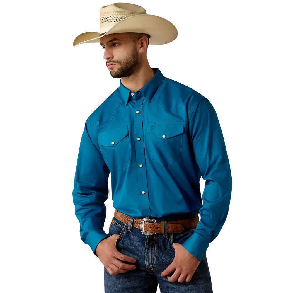 10071234 Ariat Men's Lightweight Twill Classic Fit Long Sleeve Snap Shirt - Seaport