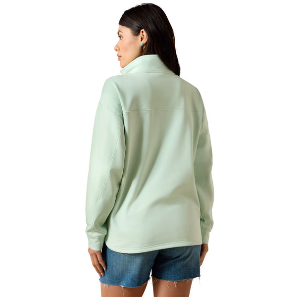10071259 Ariat Women's Breeze Logo 1/2 Zip Sweatshirt - Dusty Aqua