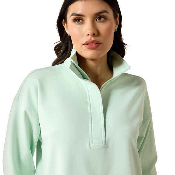 10071259 Ariat Women's Breeze Logo 1/2 Zip Sweatshirt - Dusty Aqua