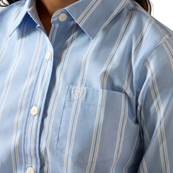 10071277 Ariat Girls' Kirby Long Sleeve Button Up Shirt - Ashleigh Blue Stripe