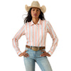 10071414 Ariat Women's Kirby Stretch Long Sleeve Shirt - Peach Amber Stripe