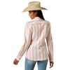 10071414 Ariat Women's Kirby Stretch Long Sleeve Shirt - Peach Amber Stripe