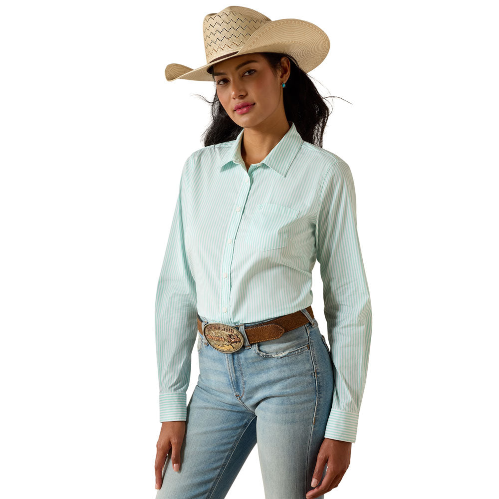 10071418 Ariat Women's Kirby Stretch Long Sleeve Shirt - Holiday Stripe