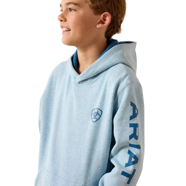 10071456 Ariat Boys' Logo Hoodie - Baby Blue Heather