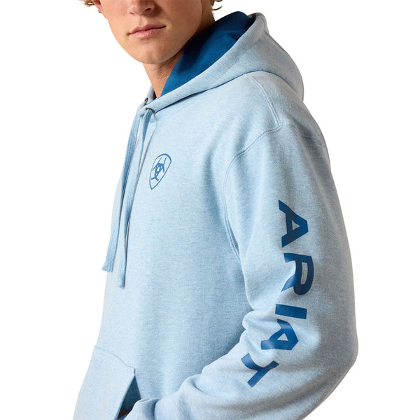 10071480 Ariat Men's Logo Hoodie - Baby Blue Heather