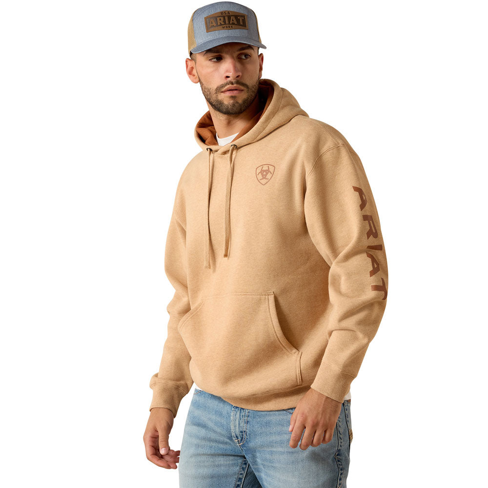 10071482 Ariat Men's Logo Hoodie - Tan Heather