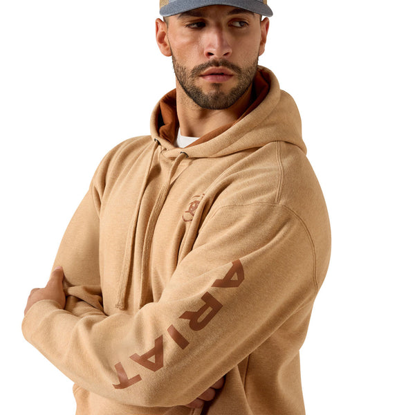 10071482 Ariat Men's Logo Hoodie - Tan Heather