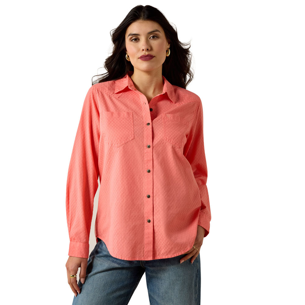 10071521 Ariat Women's Billie Jean Button Up Shirt - Shell Pink Dobby