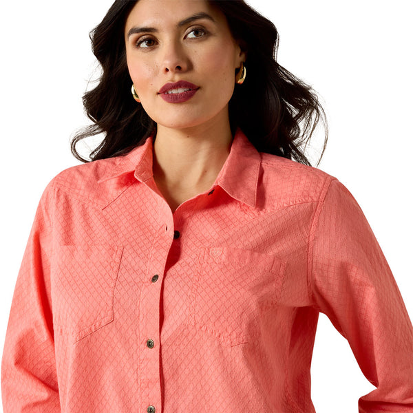 10071521 Ariat Women's Billie Jean Button Up Shirt - Shell Pink Dobby