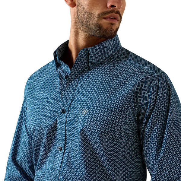 10071600 Ariat Men's Jordi Long Sleeve Button Down Fitted Shirt - Poseidon Geo Print