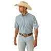 10071618 Ariat Men's Pro Series Tre Classic Fit Short Sleeve Button Down Shirt - Blue Shadow Stripe
