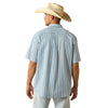 10071618 Ariat Men's Pro Series Tre Classic Fit Short Sleeve Button Down Shirt - Blue Shadow Stripe
