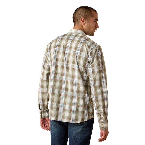 10071643 Ariat Men's Retro Holt Fitted Long Sleeve Snap Shirt - Four Leaf Clover Plaid