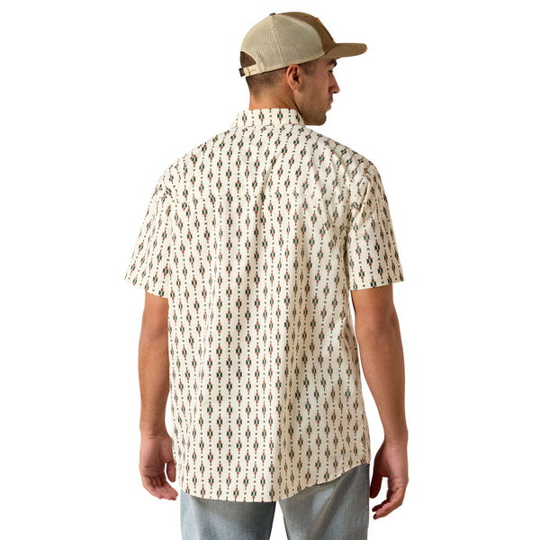 10071662 Ariat Men's Printed 360 Airflow Classic Fit Short Sleeve Shirt - Sandshell