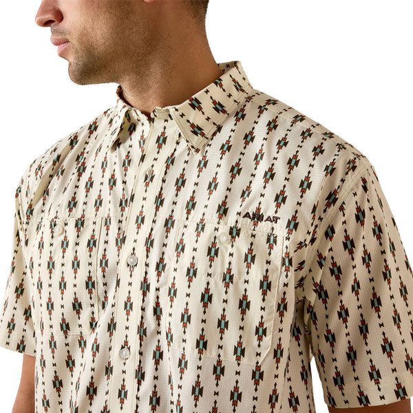 10071662 Ariat Men's Printed 360 Airflow Classic Fit Short Sleeve Shirt - Sandshell