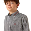 10071689 Ariat Boys' Team Ward Long Sleeve Shirt - Black/Red