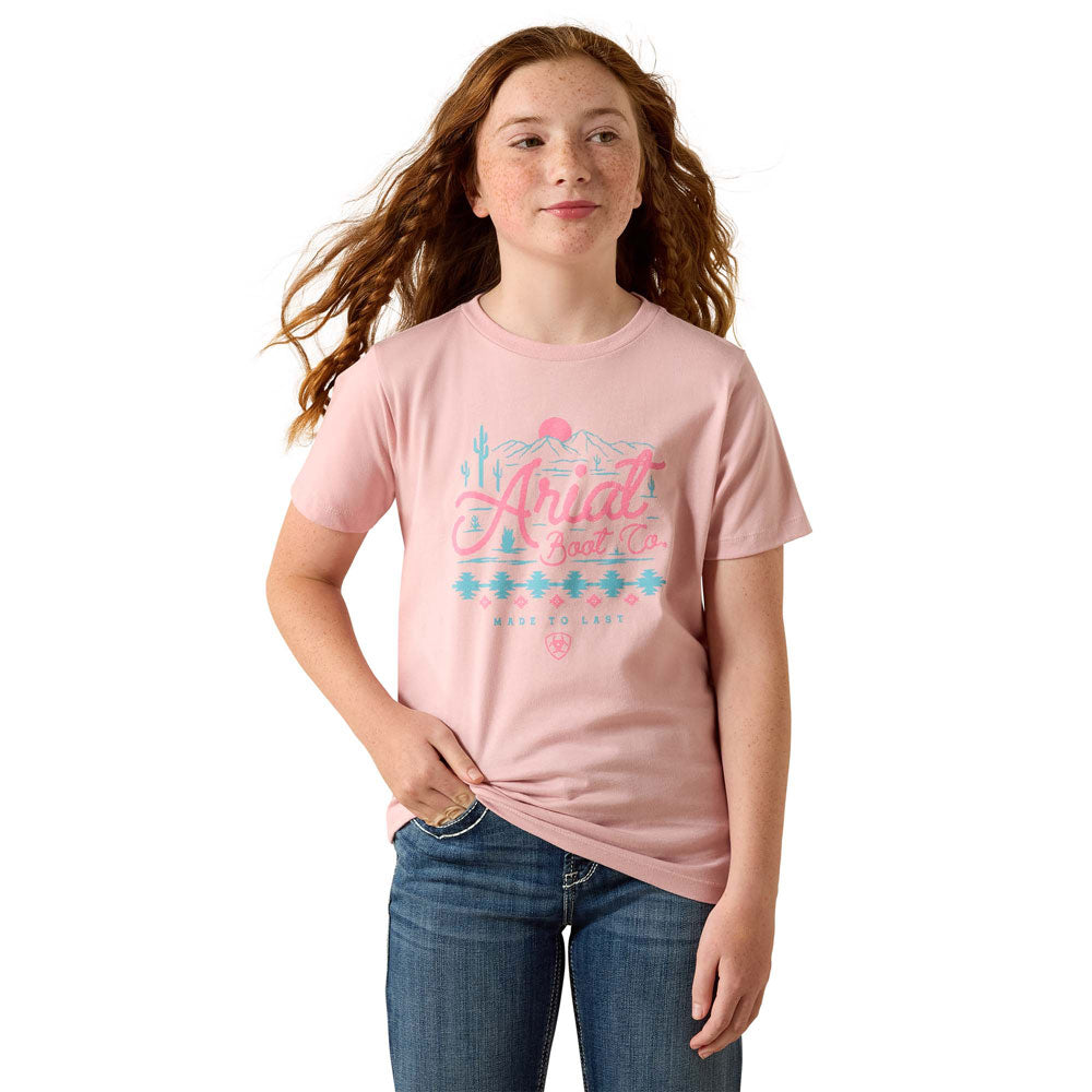 10071703 Ariat Girls' Southwest Sunset Short Sleeve T-Shirt - Dusty Rose