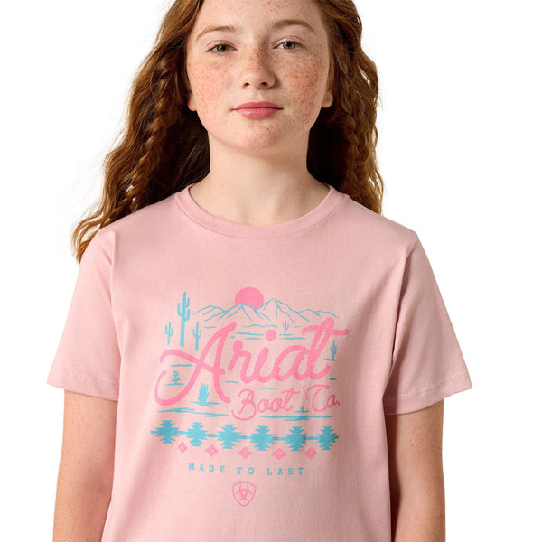 10071703 Ariat Girls' Southwest Sunset Short Sleeve T-Shirt - Dusty Rose