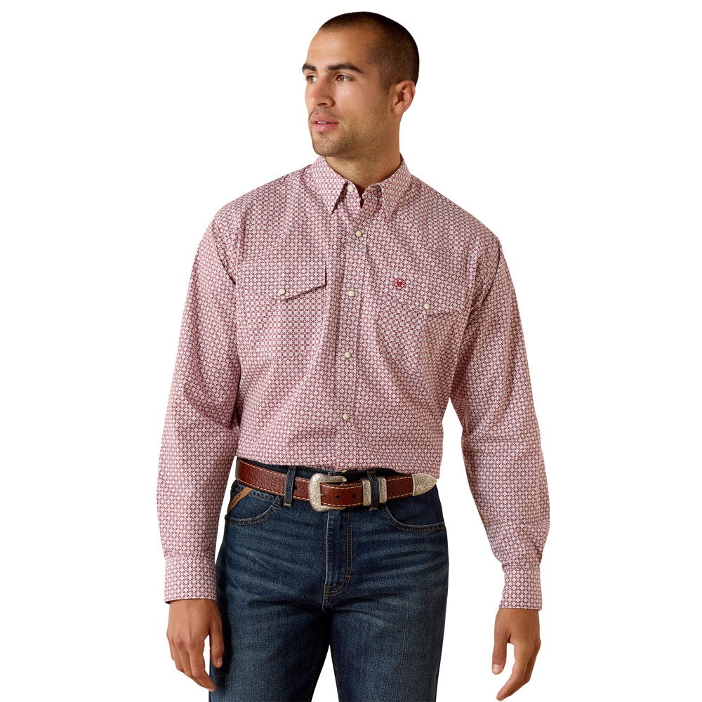10071723 Ariat Men's Truth Classic Fit Long Sleeve Snap Shirt - Red Brick Medallion Print