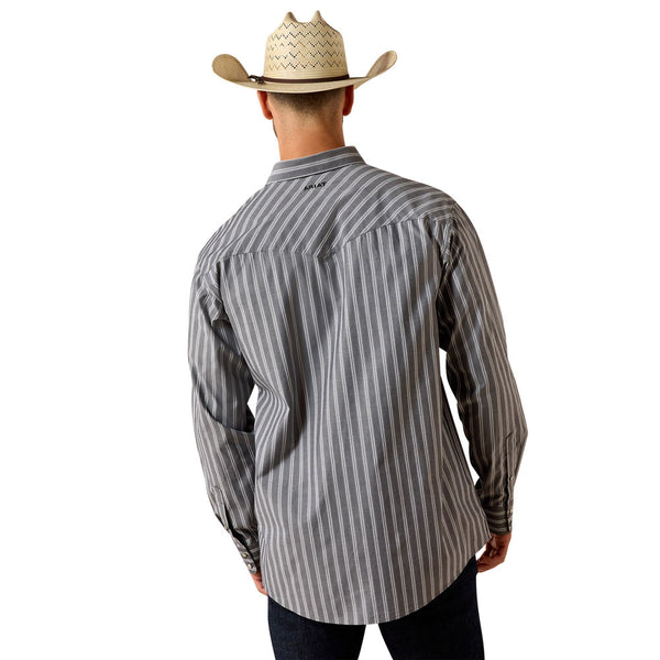 10071725 Ariat Men's Pro Series Theron Classic Fit Long Sleeve Snap Shirt - Grey Stripe